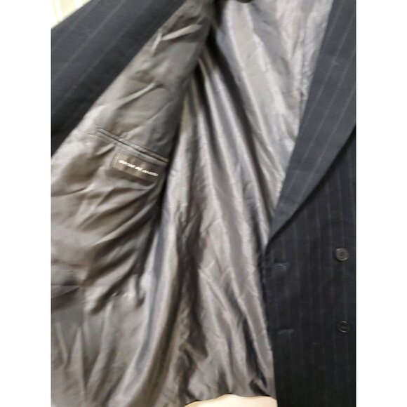 Oscar De La Renta Double-Breasted Pinstripe Suit Jacket Men's Black 41R Classic - Picture 6 of 9